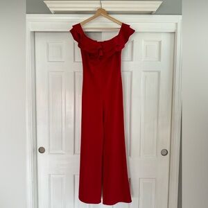 Red Off-the-Shoulder Jumpsuit